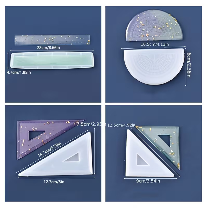 Ruler, Protractor & Triangle Silicone Mold Set