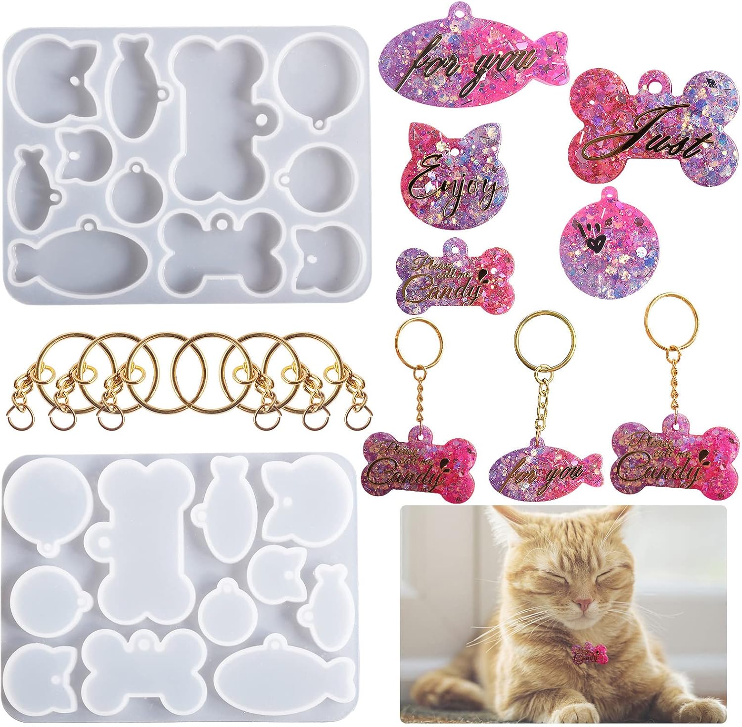 Mixed Pet Tag Silicone Mold (Bone, Fish, Paw)