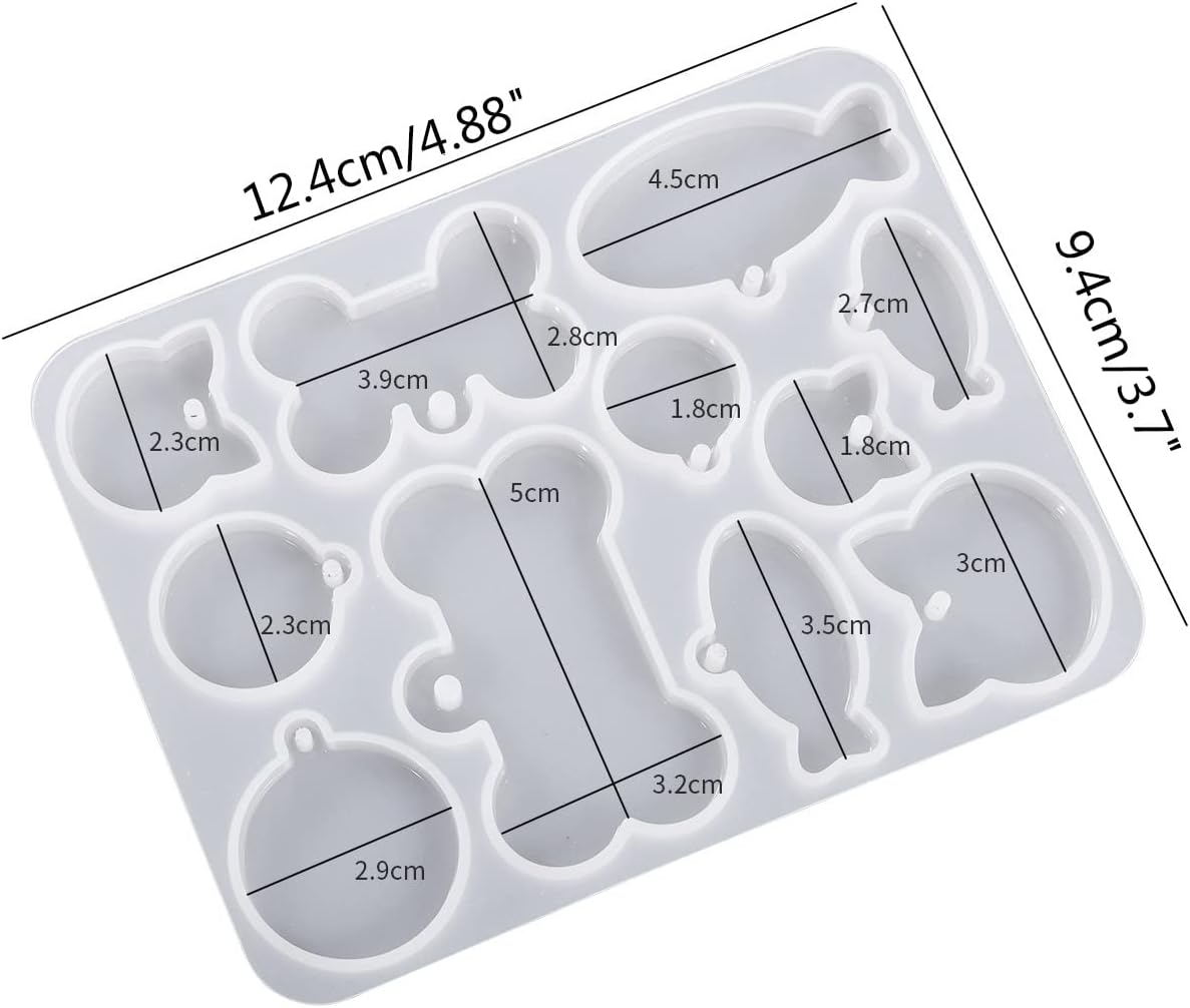 Mixed Pet Tag Silicone Mold (Bone, Fish, Paw)