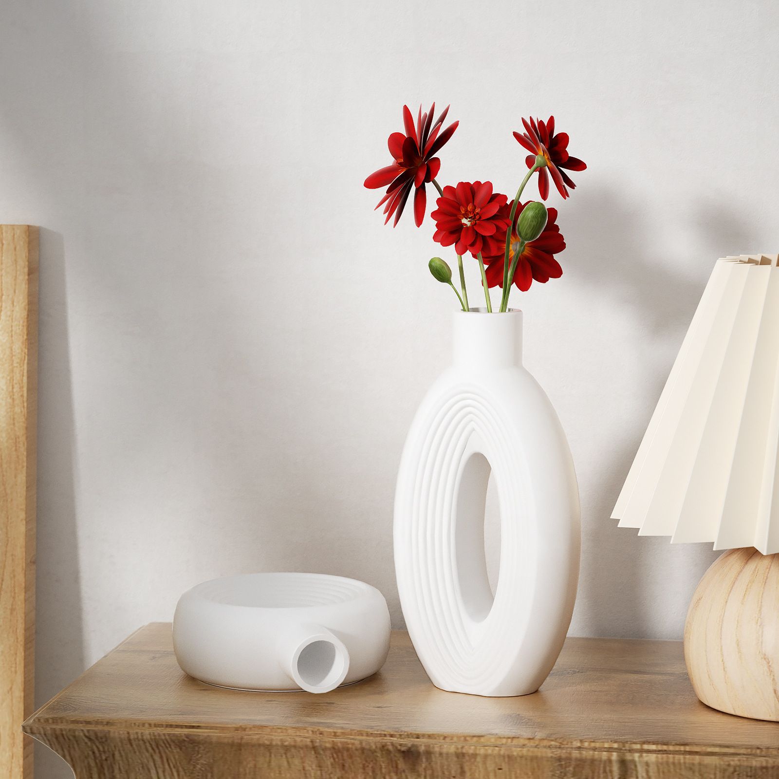 Striped Oval & Round Vase Silicone Mold