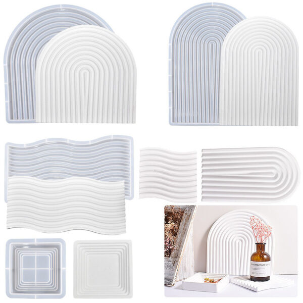 Arched, Wavy Stripe Tray Silicone Mold