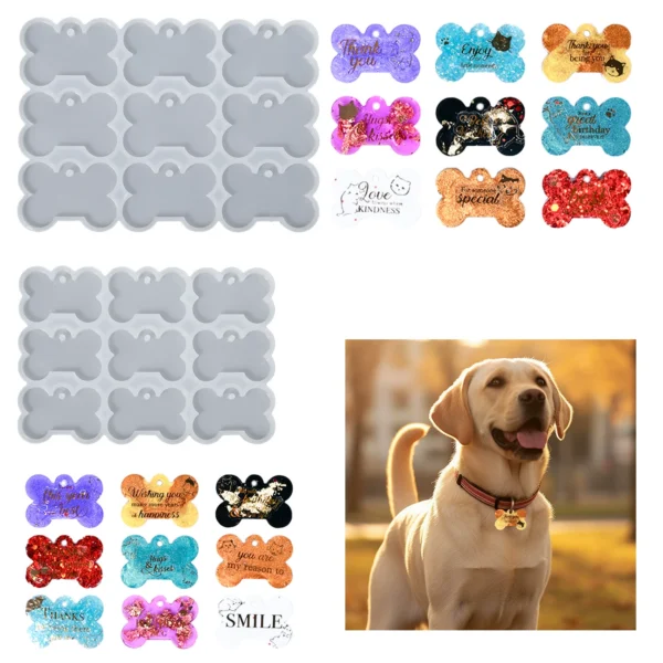 9 Cavity Bone Pet Tag Silicone Mold Sheet