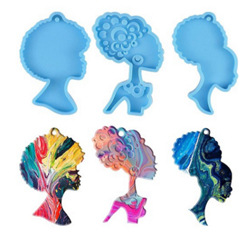Afro Woman Profile Keychain Silicone Mold