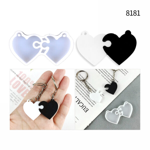 Interlocking Puzzle Heart Pendant Silicone Mold