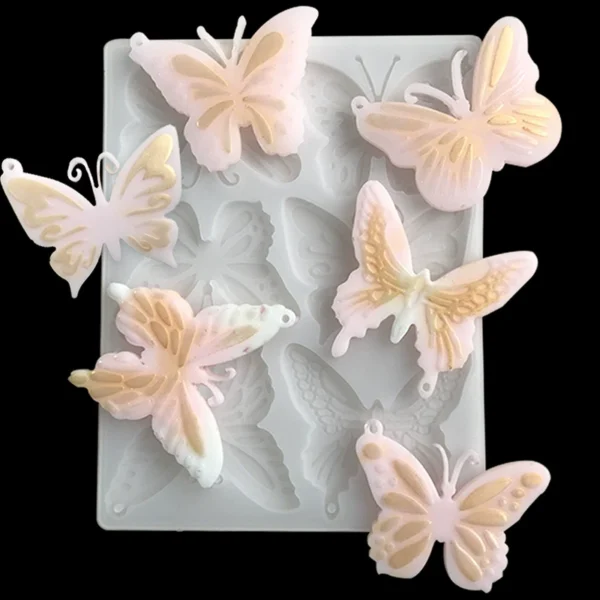Detailed 6 design Butterfly Silicone Mold