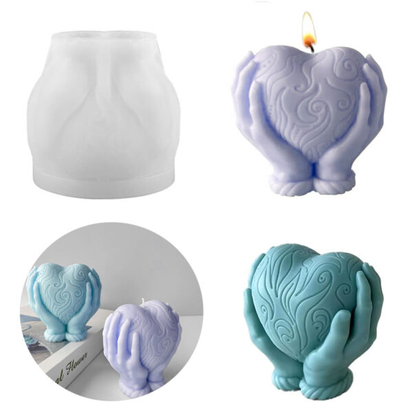 3D Heart Pillar Candle Silicone Mold