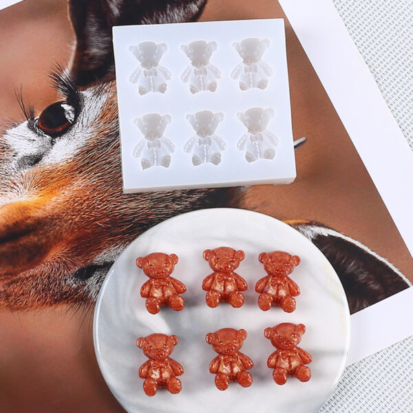 6-Cavity Mini Teddy Bear Silicone Mold