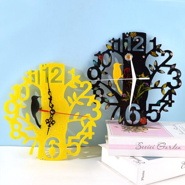 Woodpecker, Flower Forest Clock Silicone Mold