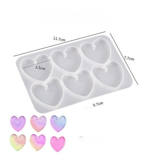 6 Cavity Heart Keychain Silicone Mold