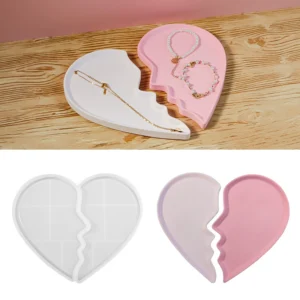 Split Broken Heart Puzzle Tray Silicone Mold
