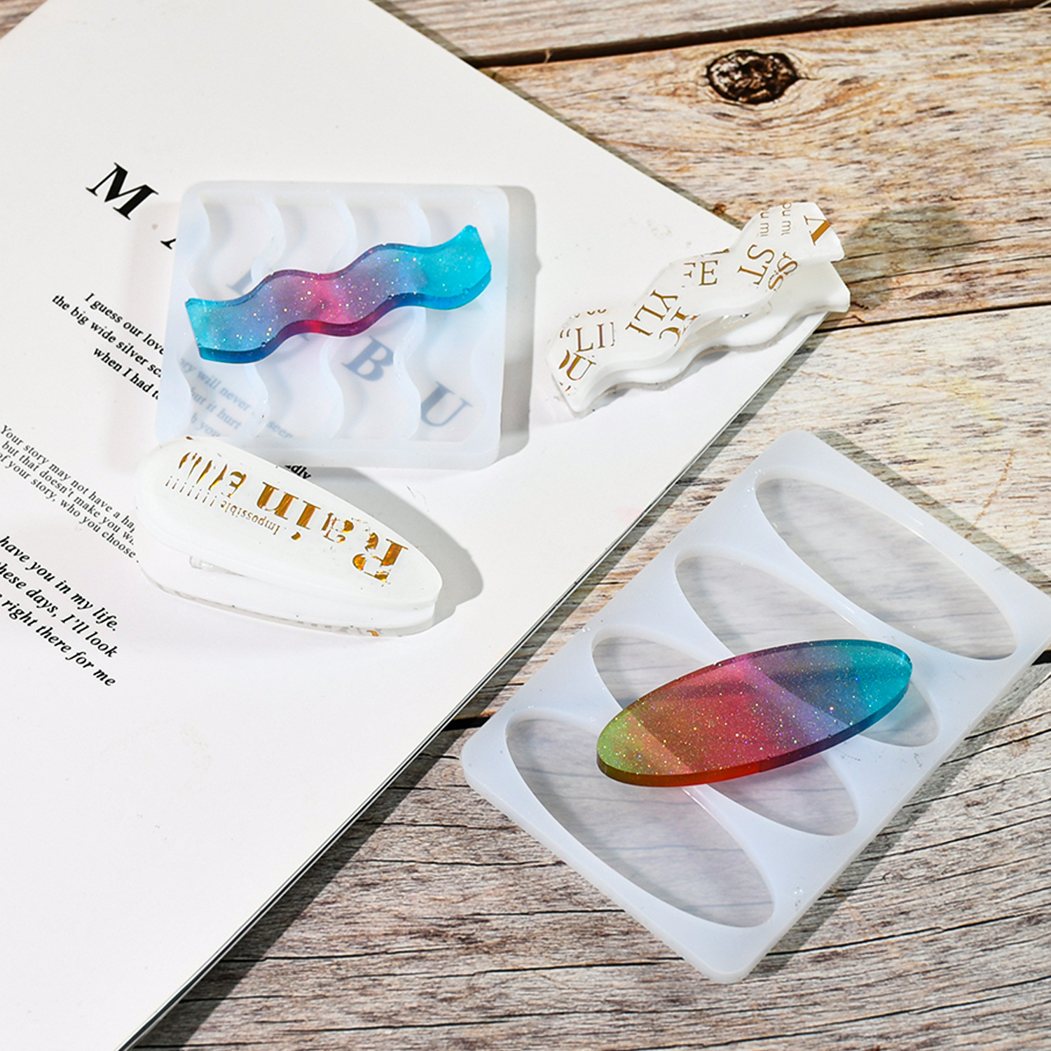 Hair Clip Barrettes Molds with Assorted Geometric Shapes