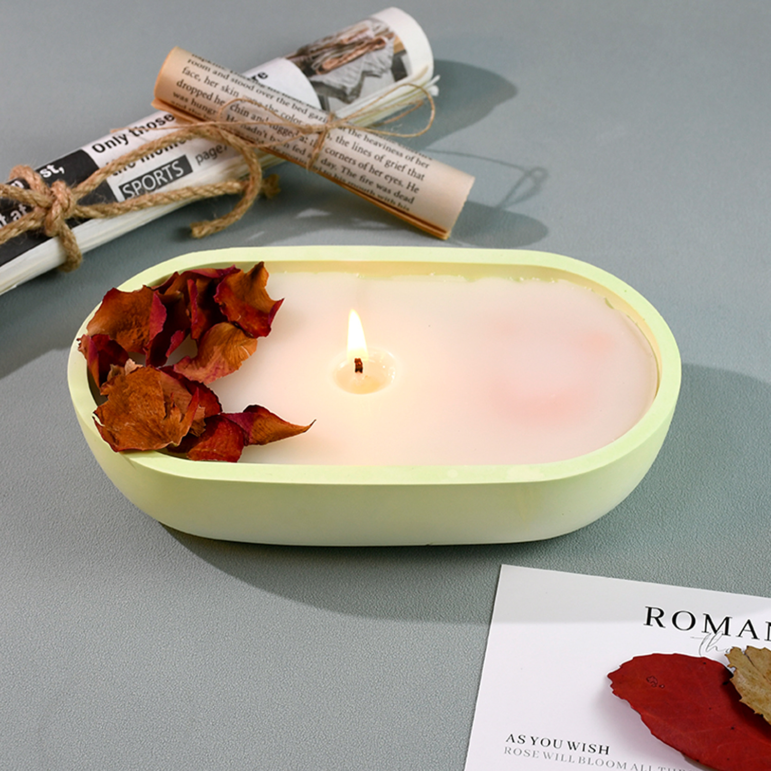 Oval boat shape candle vessel and vanity tray
