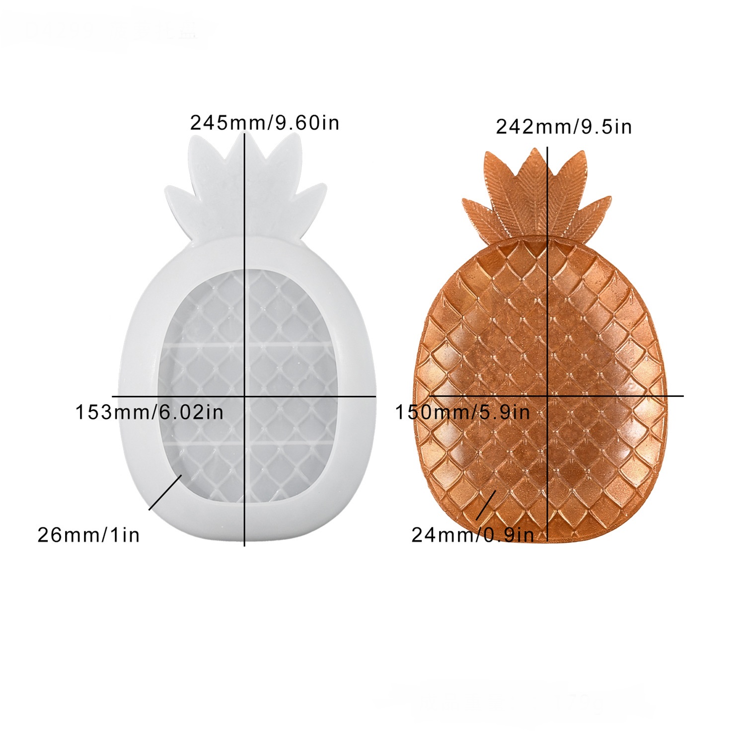 Tropical Pineapple and Leaf Silicone Dish Tray Molds for Epoxy Resin Art and Gypsum Decor