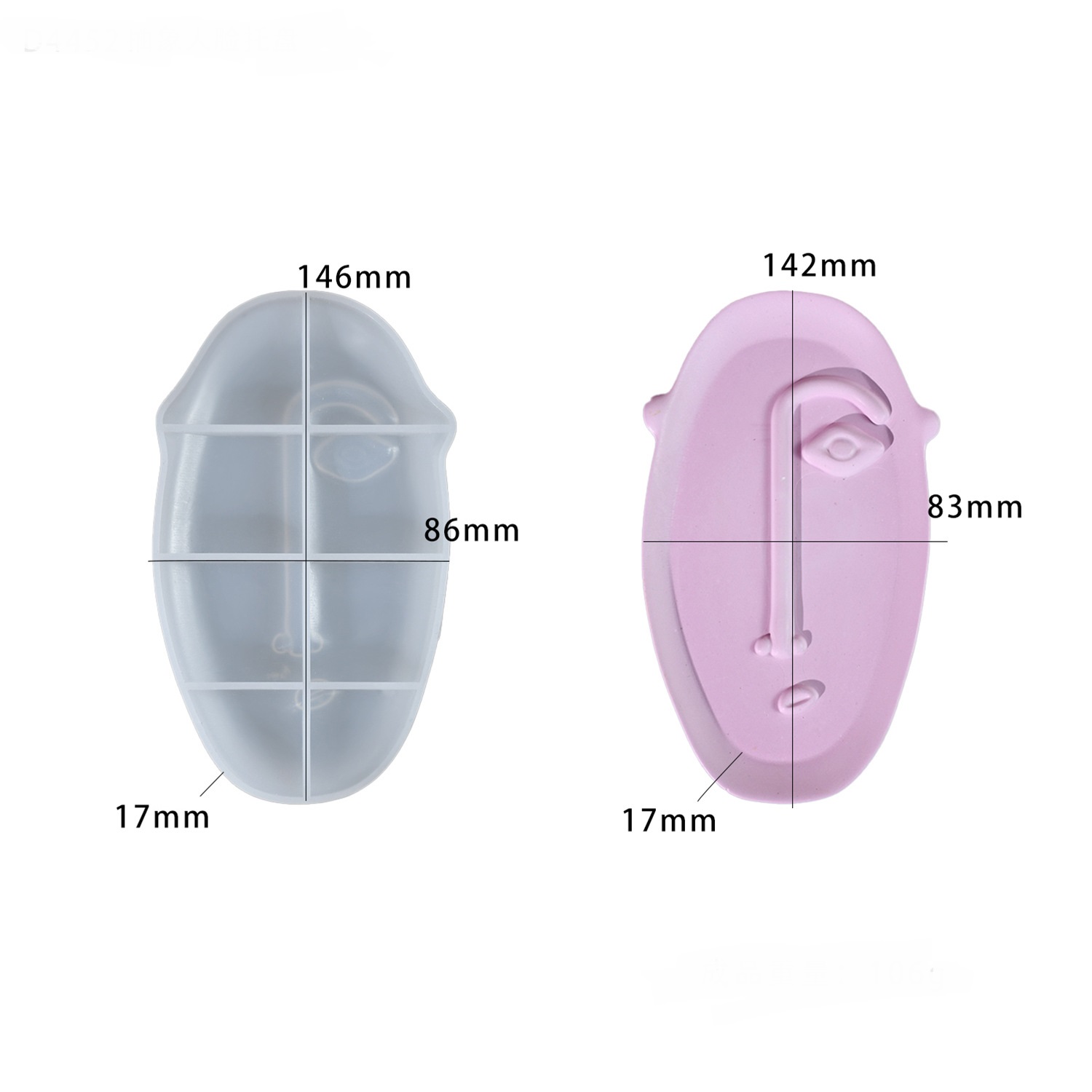 Abstract face tray silicone mold gypsum storage dish