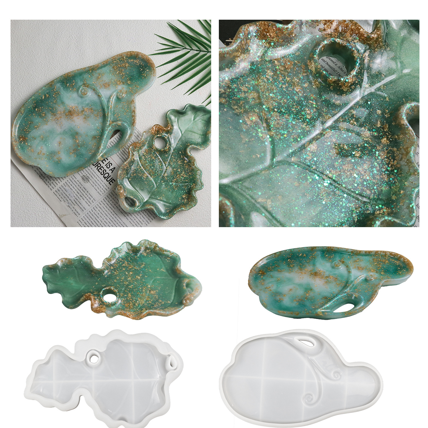 Asymmetric leaf catchall tray silicon mold