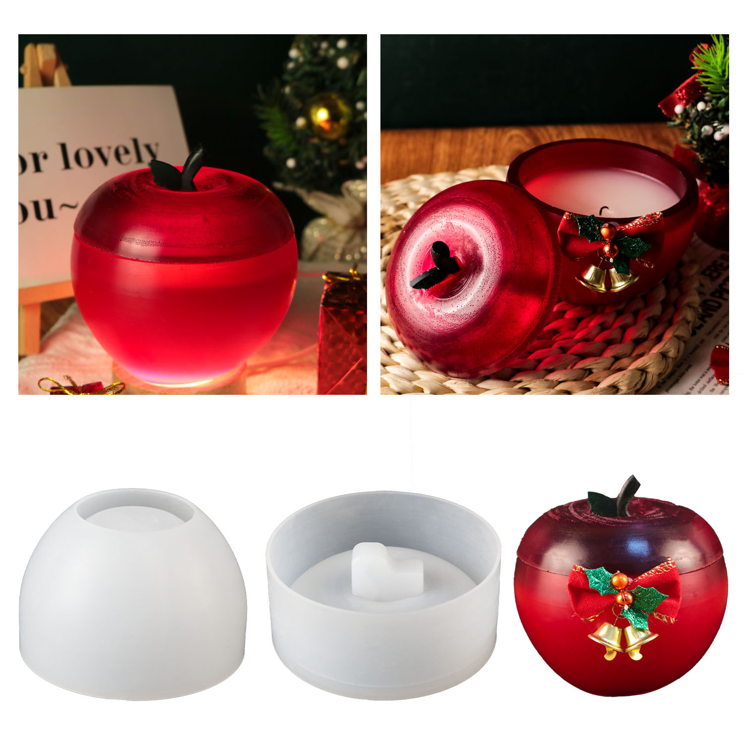 3D Apple Jar Silicone Mold with Lid