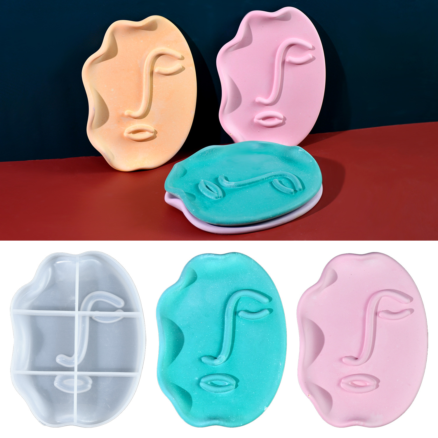Twisted Face Trinket Tray Silicone Mold