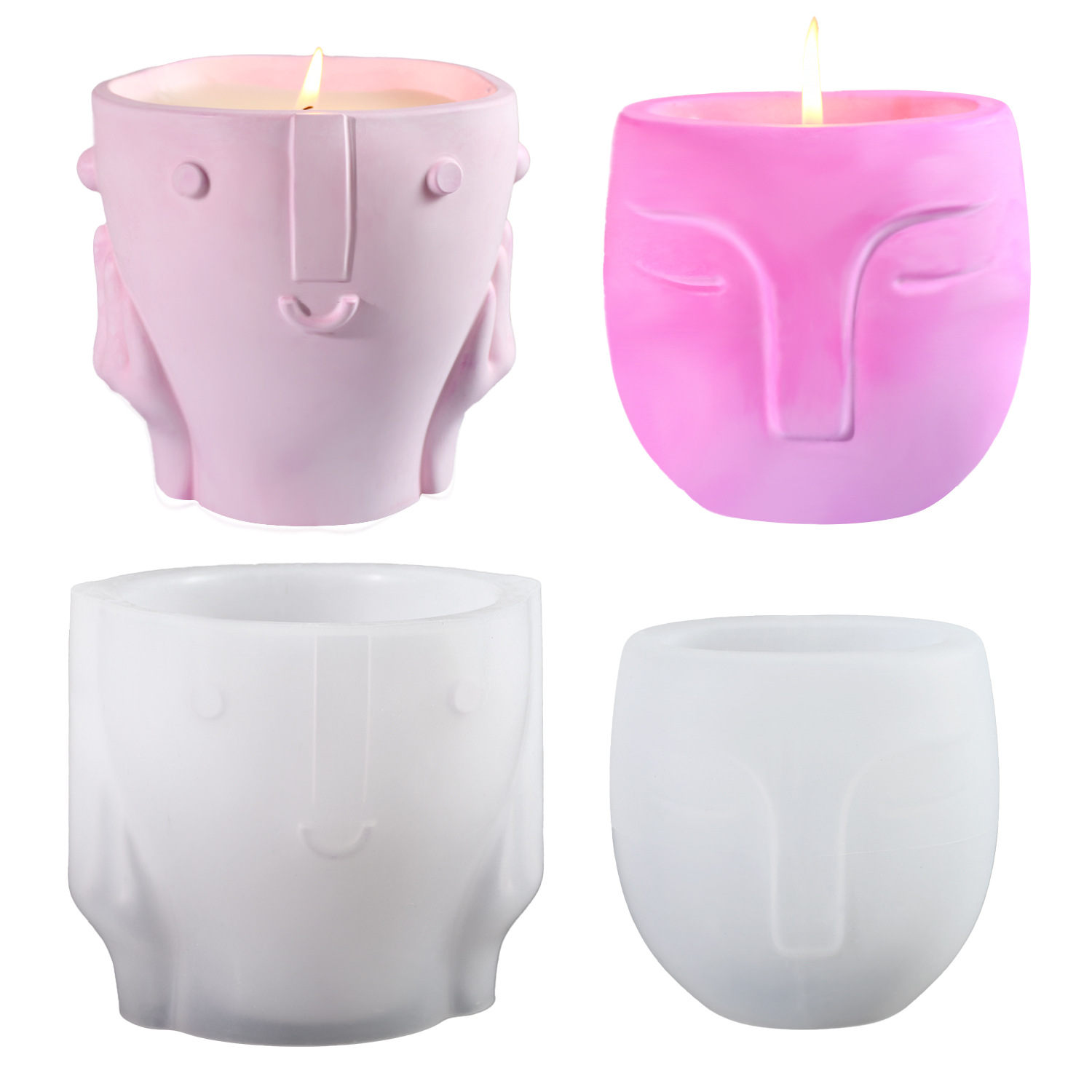 Abstract Human Face Planter and Candle Vessel Silicone Mold