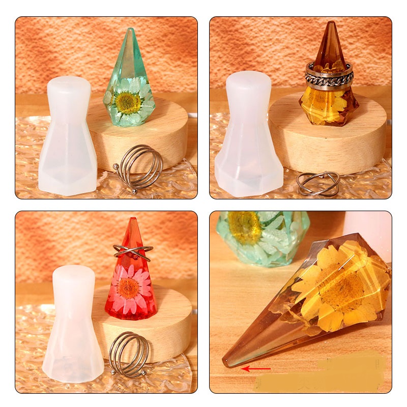 Geometric Faceted Cone Ring Holder Silicone Mold