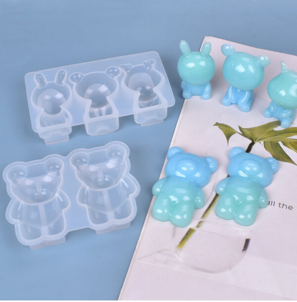 3D Geometric Bear Figurine Silicone Mold - Decor