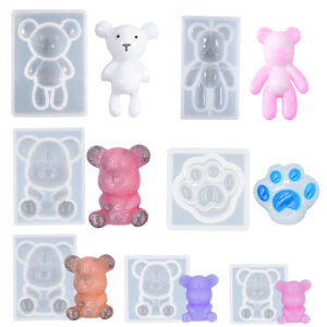 Flat Bear Keychain Silicone Mold - Shaker Style