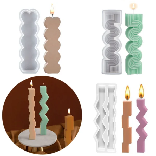 Wavy & S-Curve Taper Candle Silicone Mold - Modern