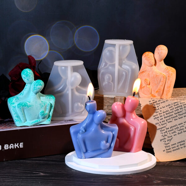Abstract Couple Hug Candle Silicone Mold - Romantic