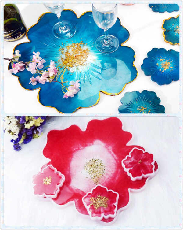 Flower Coaster, Tray Set Silicone Mold - Combo