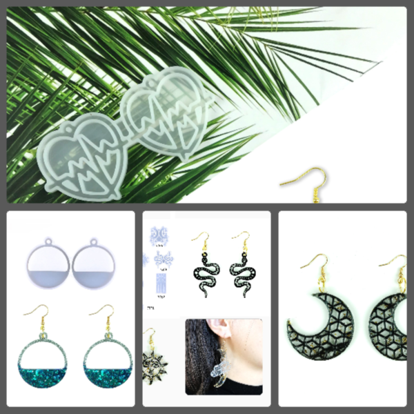 Assorted Drop Earring Silicone Mold - Symbols