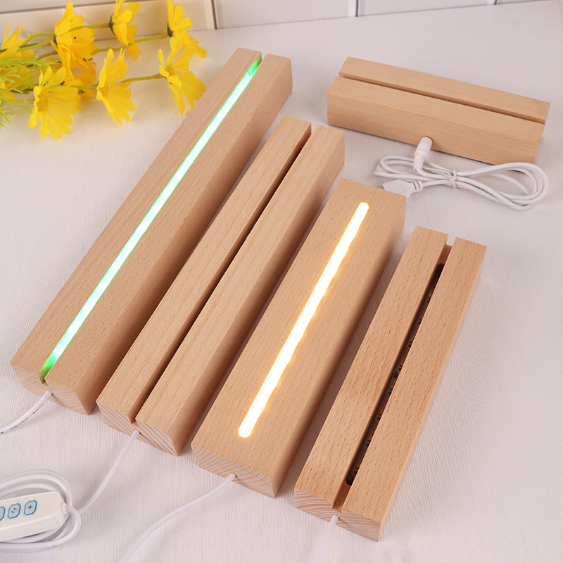 Rectangular Wooden LED Light Display Base