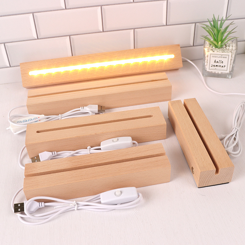 Rectangular Wooden LED Light Display Base