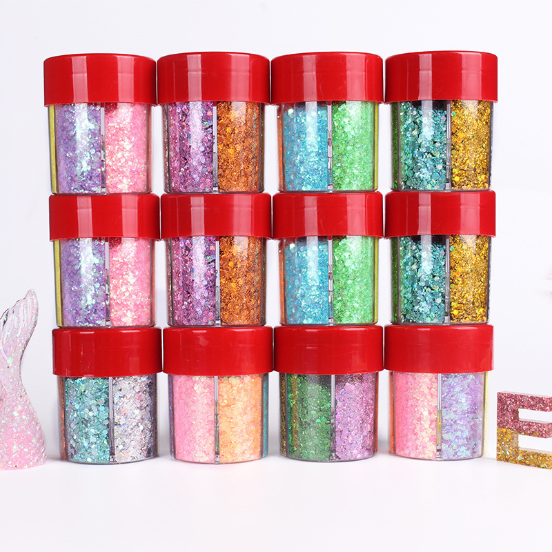 6 Color Grid Glitter Bottle