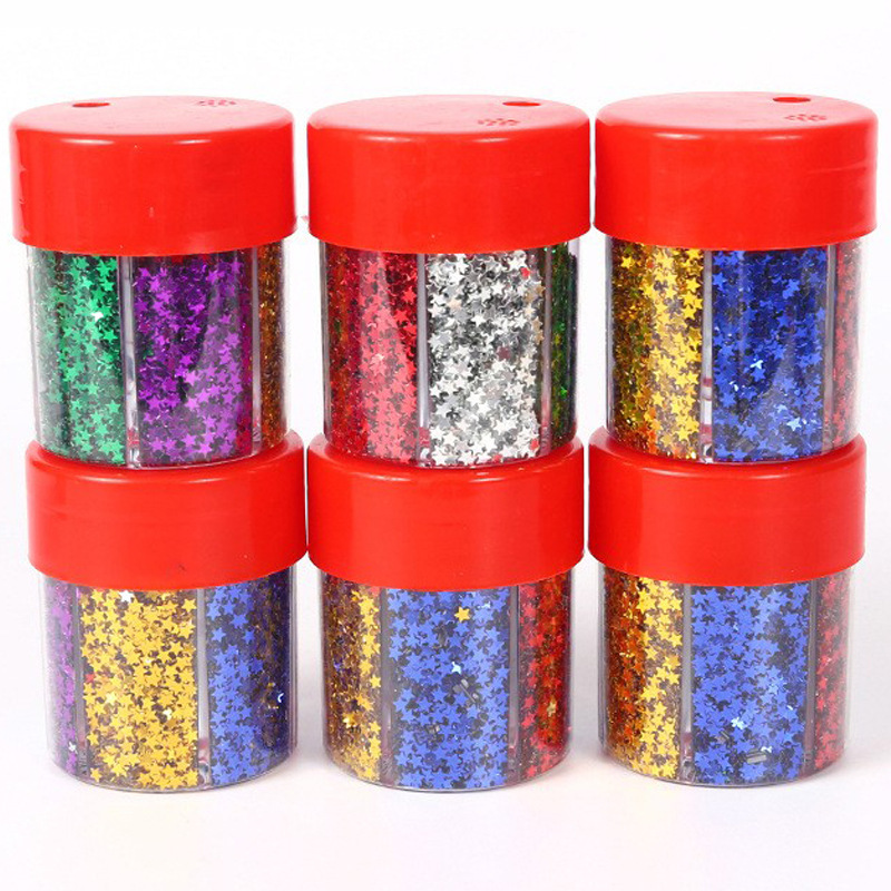 6 Color Grid Glitter Bottle