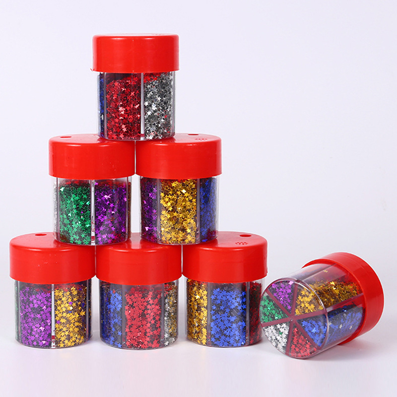 6 Color Grid Glitter Bottle