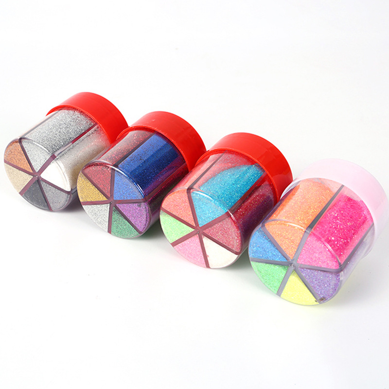 6 Color Grid Glitter Bottle