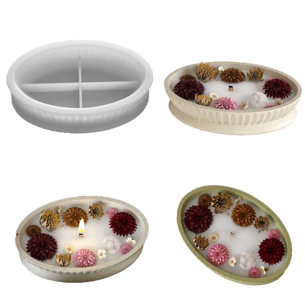 Striped Oval Trinket Bowl Silicone Mold