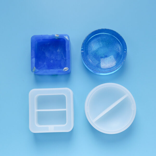 Dual-Shape Ashtray Silicone Mold Set - Basic Shapes