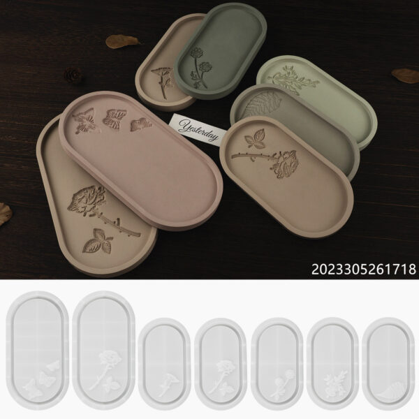 Embossed Floral Pattern Tray Silicone Mold