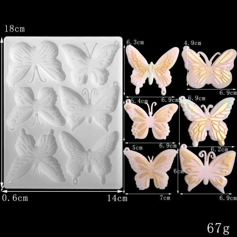 Detailed 6 design Butterfly Silicone Mold