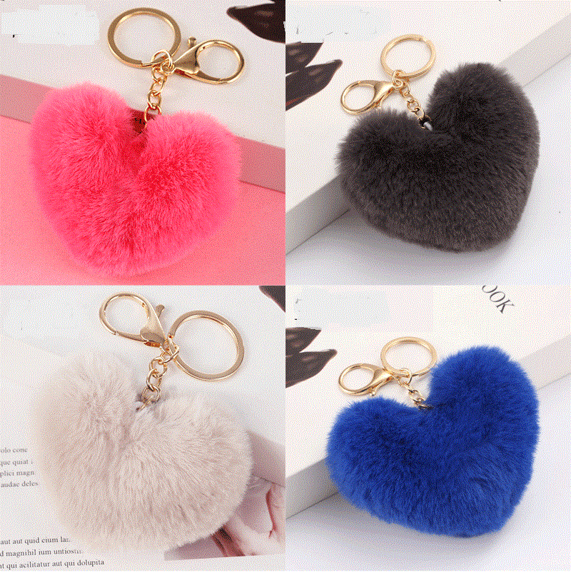 Heart Shaped Pompom (Keychain not included)
