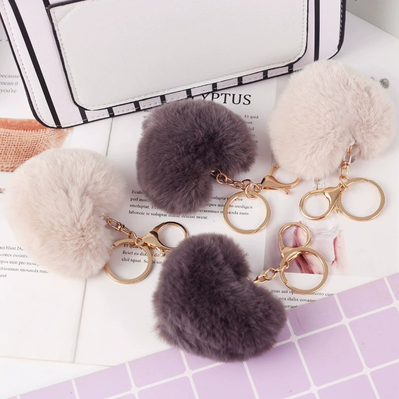 Heart Shaped Pompom (Keychain not included)