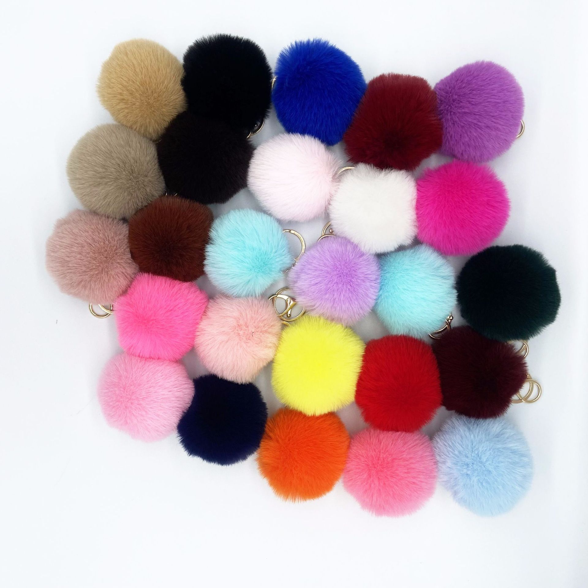 8cm Round Ball Pom-Pom (with Keychain attachment)