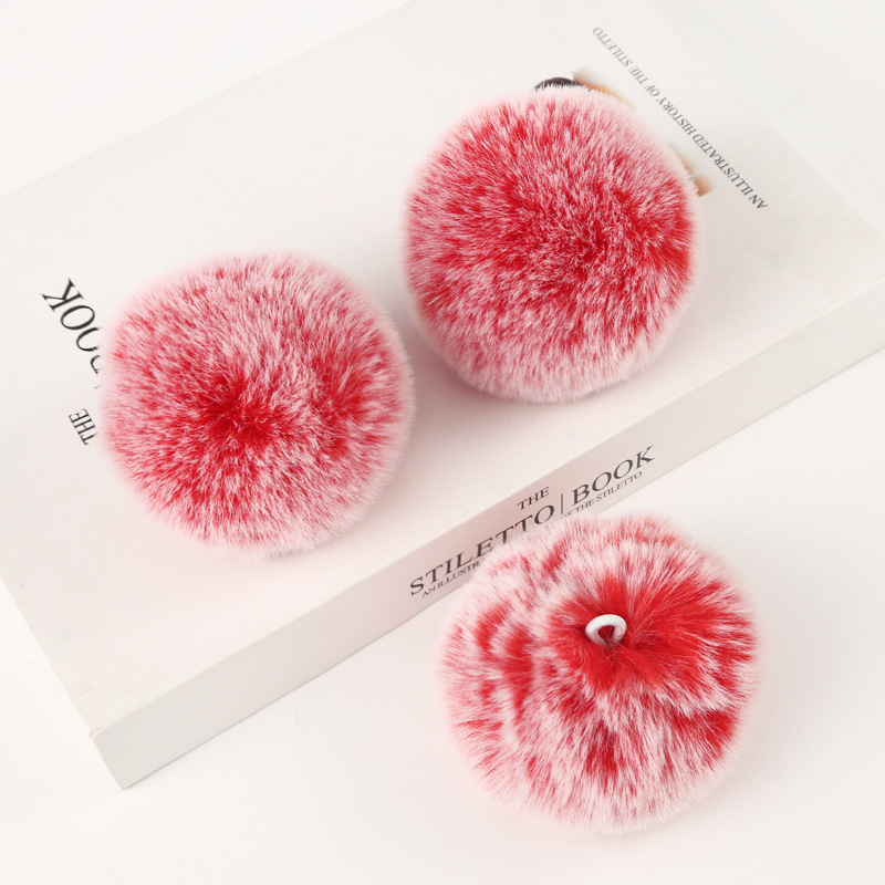 8cm Frosty Round Ball Pompom (with keychain)