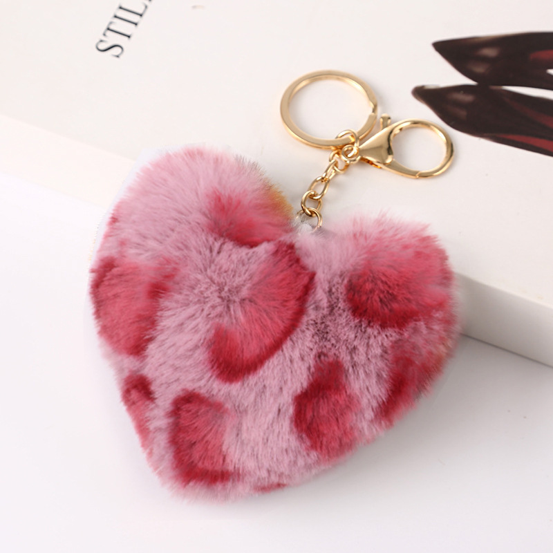 Leopard Print Pompom Ball and Heart (keychain not included)