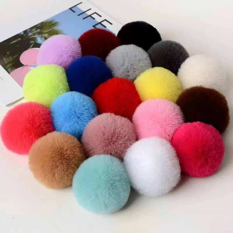 Pack of 6 mini fluffy Pompom 5cm(Keychain not included)