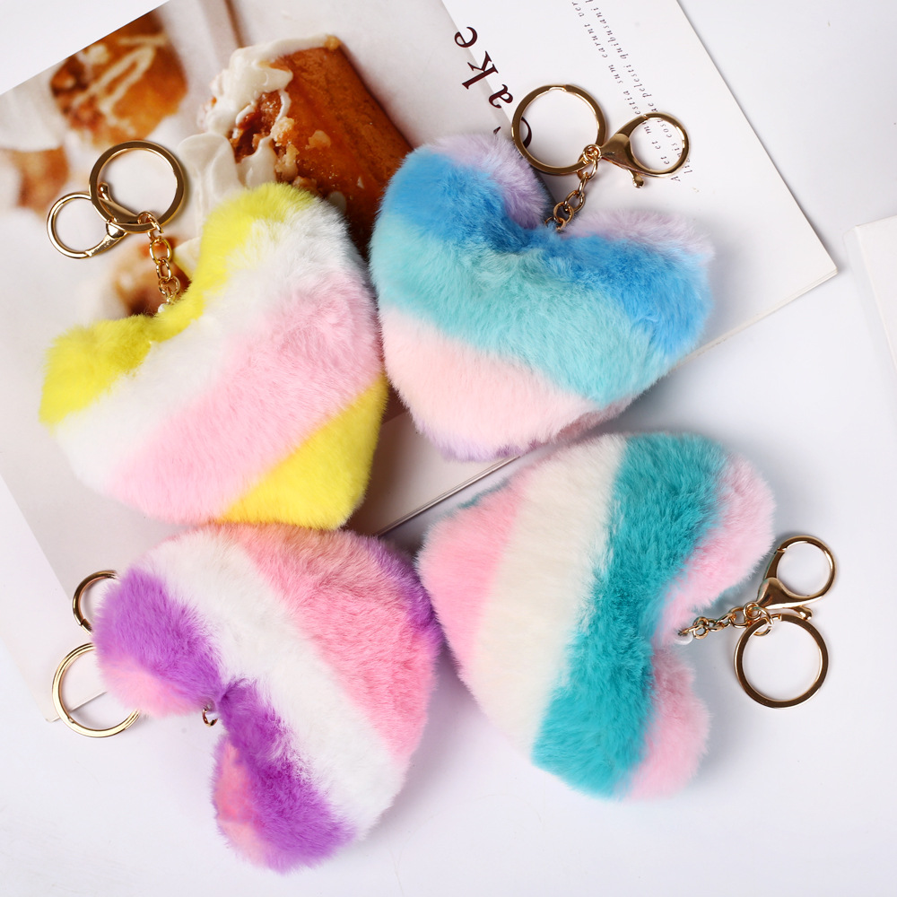 Ombre Style Heart Pompom(Keychain not included)