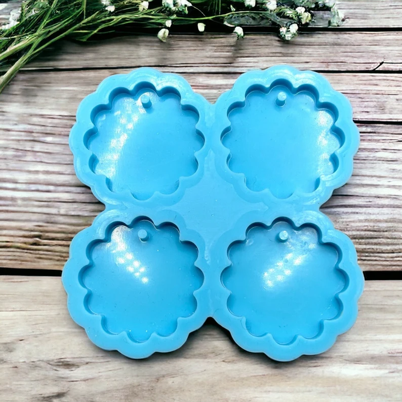 4 Cavity Cherry Flower Keychain Earring Mold