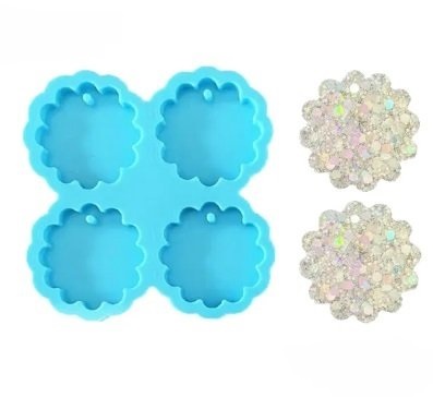 4 Cavity Cherry Flower Keychain Earring Mold