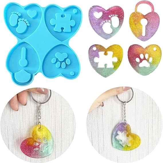 Heart Puzzle Keychain Pendant Mold