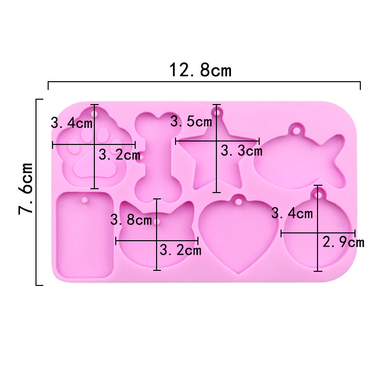 Mixed Pet Tag Silicone Mold (Bone, Fish, Paw)